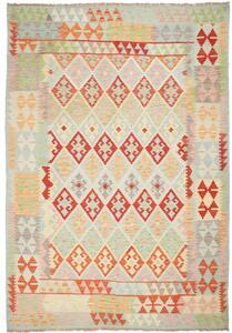 Tappeto Kilim Geometrico Celeste Rosso 204x291 Cm