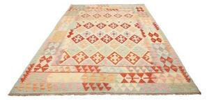 Tappeto Kilim Geometrico Celeste Rosso 204x291 Cm