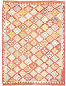 Tappeto Kilim Geometrico Rosso Corallo Multicolore 183x241 Cm