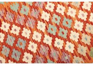Tappeto Kilim Geometrico Arancione Avorio 104x152 Cm