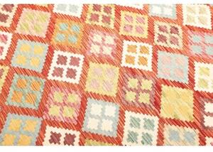 Tappeto Kilim Geometrico Rosso Corallo Multicolore 183x241 Cm