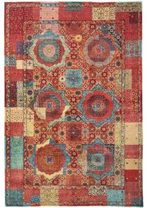 Tappeto Kairo Geometrico Rosso Mattone Azzurro 200x303 Cm