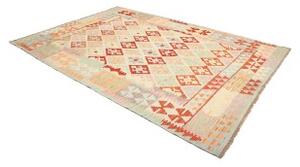 Tappeto Kilim Geometrico Celeste Rosso 204x291 Cm