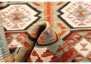 Tappeto Kilim Stilizzato Arancione Verde Salvia 99x147 Cm