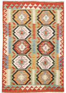 Tappeto Kilim Stilizzato Arancione Verde Salvia 99x147 Cm