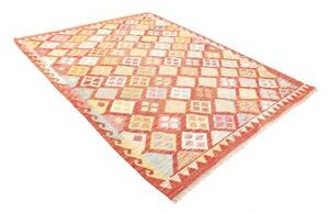 Tappeto Kilim Geometrico Rosso Corallo Multicolore 183x241 Cm