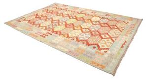 Tappeto Kilim Geometrico Celeste Mattone 201x289 Cm