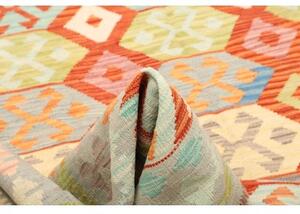 Tappeto Kilim Geometrico Celeste Mattone 201x289 Cm