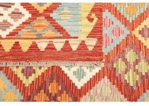 Tappeto Kilim Geometrico Rosso Corallo Multicolore 183x241 Cm
