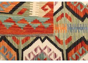 Tappeto Kilim Stilizzato Arancione Verde Salvia 99x147 Cm