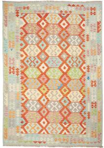 Tappeto Kilim Geometrico Celeste Mattone 201x289 Cm