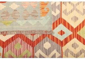 Tappeto Kilim Geometrico Celeste Mattone 201x289 Cm