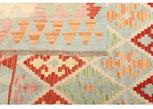 Tappeto Kilim Geometrico Celeste Rosso 204x291 Cm