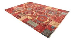 Tappeto Kairo Geometrico Rosso Mattone Azzurro 200x303 Cm