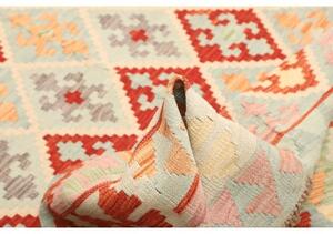 Tappeto Kilim Geometrico Celeste Rosso 204x291 Cm