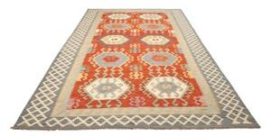 Tappeto Kilim Stilizzato Rosso Azzurro 206x308 Cm