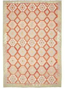 Tappeto Kilim Geometrico Arancione Beige 205x306 Cm