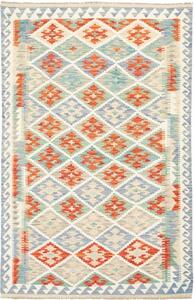 Tappeto Kilim Geometrico Beige Azzurro 125x192 Cm