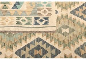 Tappeto Kilim Geometrico Verde Salvia Beige 207x289 Cm
