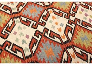 Tappeto Kilim Geometrico Avorio Rosso 198x298 Cm