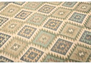 Tappeto Kilim Geometrico Verde Salvia Beige 207x289 Cm