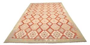 Tappeto Kilim Geometrico Arancione Beige 205x306 Cm