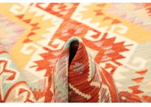 Tappeto Kilim Geometrico Rosso Multicolore 152x193 Cm