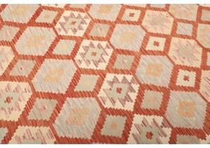 Tappeto Kilim Geometrico Arancione Beige 205x306 Cm
