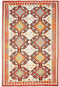 Tappeto Kilim Geometrico Avorio Rosso 198x298 Cm