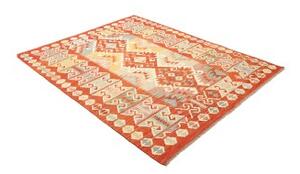 Tappeto Kilim Geometrico Rosso Multicolore 152x193 Cm