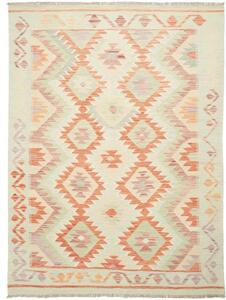 Tappeto Kilim Geometrico Avorio Terracotta 153x208 Cm
