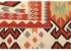 Tappeto Kilim Geometrico Avorio Rosso 198x298 Cm