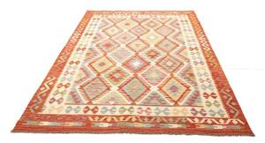 Tappeto Kilim Geometrico Rosso Mattone Beige 165x243 Cm