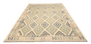 Tappeto Kilim Geometrico Verde Salvia Beige 207x289 Cm