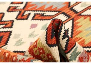 Tappeto Kilim Geometrico Avorio Rosso 198x298 Cm