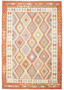 Tappeto Kilim Geometrico Rosso Mattone Beige 165x243 Cm