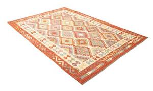 Tappeto Kilim Geometrico Rosso Mattone Beige 165x243 Cm