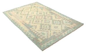 Tappeto Kilim Geometrico Turchese Avorio 125x182 Cm