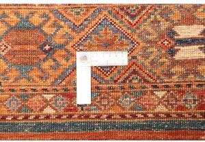 Tappeto Samarkand Geometrico Rosso Mattone Blu Avio Corsia 80x304 Cm