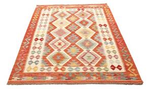 Tappeto Kilim Geometrico Arancione Avorio 128x188 Cm