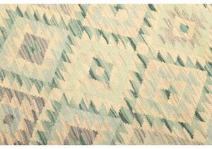 Tappeto Kilim Geometrico Turchese Avorio 125x182 Cm