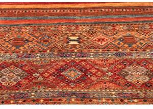 Tappeto Samarkand Geometrico Rosso Mattone Blu Avio Corsia 80x304 Cm