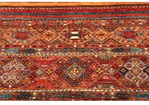 Tappeto Samarkand Geometrico Rosso Ruggine Blu Petrolio Corsia 81x307 Cm