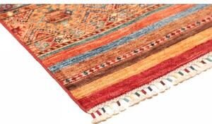 Tappeto Samarkand Geometrico Rosso Mattone Blu Avio Corsia 80x304 Cm
