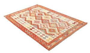 Tappeto Kilim Geometrico Arancione Avorio 128x188 Cm