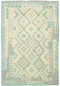 Tappeto Kilim Geometrico Turchese Avorio 125x182 Cm