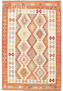 Tappeto Kilim Geometrico Arancione Avorio 128x188 Cm