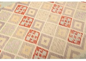 Tappeto Kilim Geometrico Beige Arancione 211x302 Cm
