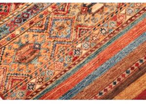 Tappeto Samarkand Geometrico Rosso Mattone Blu Avio Corsia 80x304 Cm