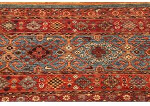 Tappeto Samarkand Geometrico Rosso Ruggine Blu Corsia 82x292 Cm